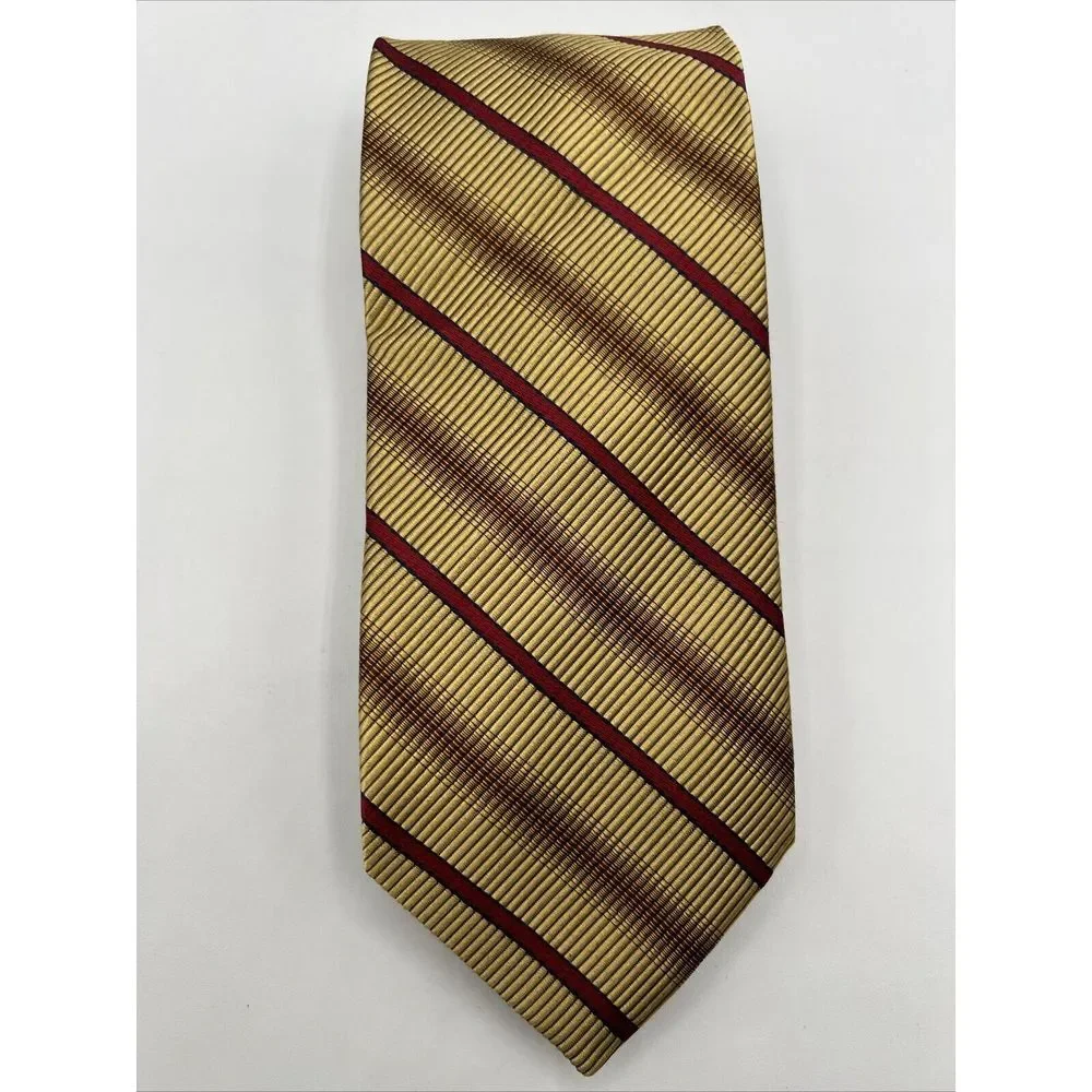 JOS A BANK Signature Collection Men's Silk Cotton Blend Necktie Gold Red Striped